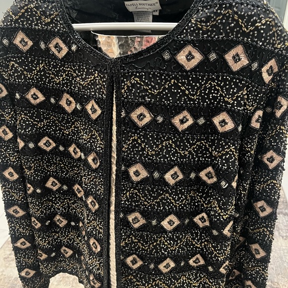 Vintage Pappel boutique evening beaded evening jacket black/silver 3X or 10-12 - Picture 13 of 16